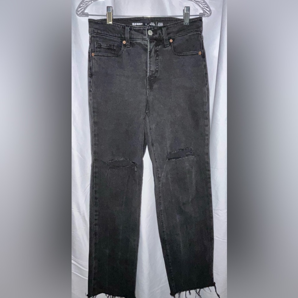 Old Navy Women’s  Faded Black Hi-Rise O.G. Loose Fit Ankle Jeans